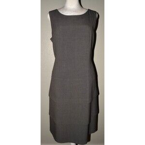 Calvin Klein Womens Gray Sleeveless Sheath Dress Layered Hem Size M